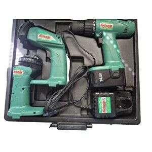 Grizzly G8597 18V Cordless Drill Flashlight Sander Power Tool Set Combo Case